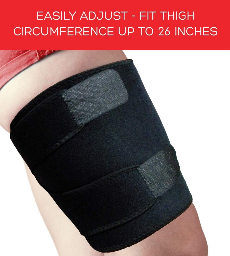 Stone and Clark Adjustable Thigh Brace Support, Quadriceps Support and Thigh Wraps for Men and Women. Unisex Breathable Neoprene Non-Slip Hamstring Compression Sleeve - Image 3